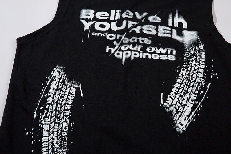 Edgy Letter Graphic Waistcoat Tee