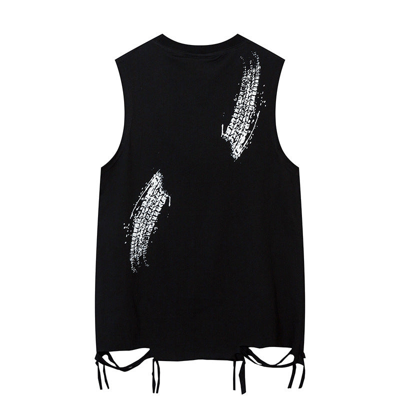 Edgy Letter Graphic Waistcoat Tee
