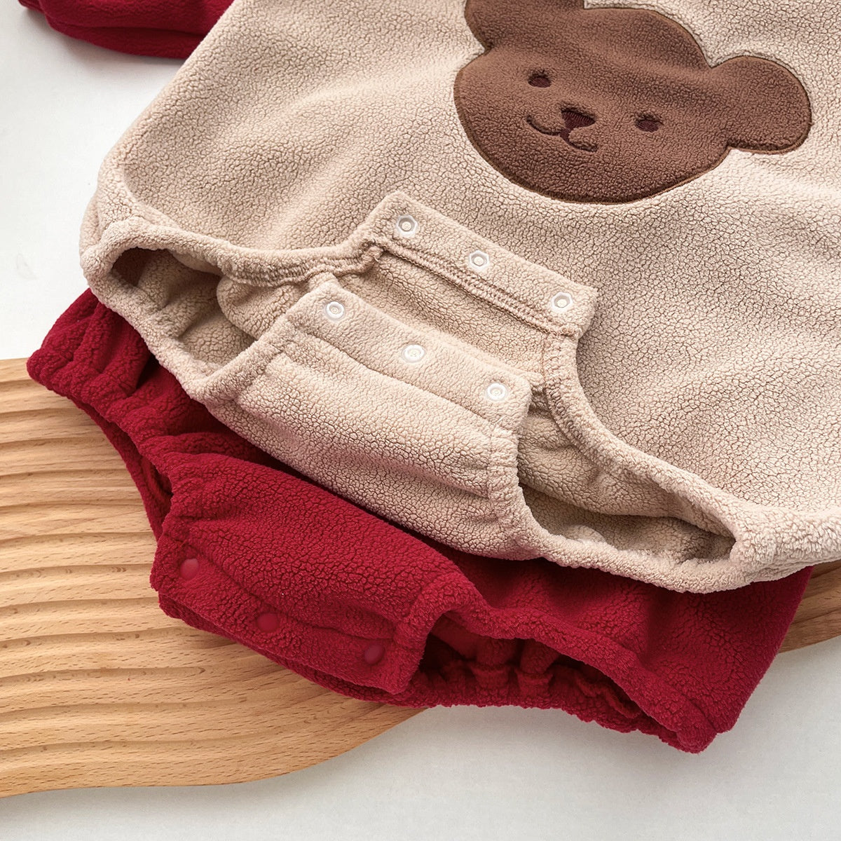 Cartoon Bear Hooded Baby Romper