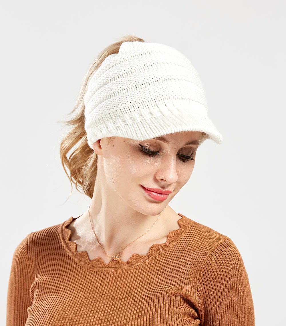 Slouchy Knitted Ponytail Beanie