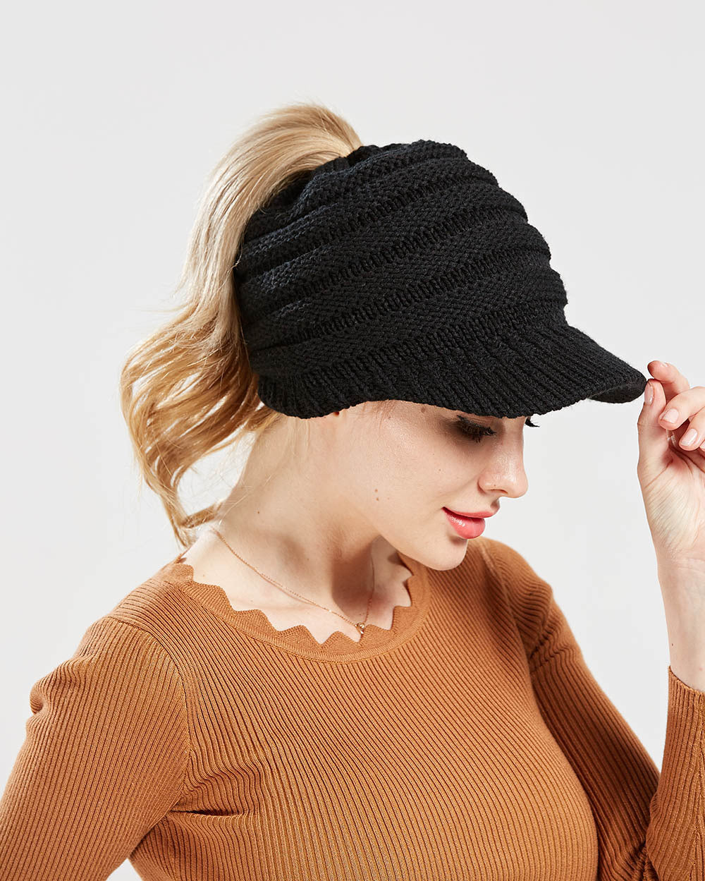 Slouchy Knitted Ponytail Beanie