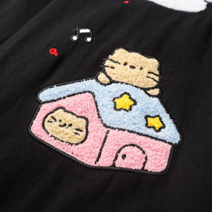 Casual Embroidered Cartoon Graphic Shirt