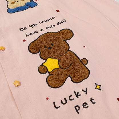 Casual Embroidered Cartoon Graphic Shirt