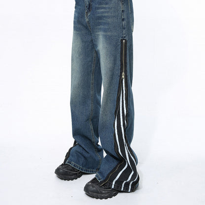 Timeless Patchwork Zipper Denim Pants