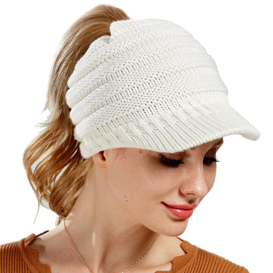 Slouchy Knitted Ponytail Beanie