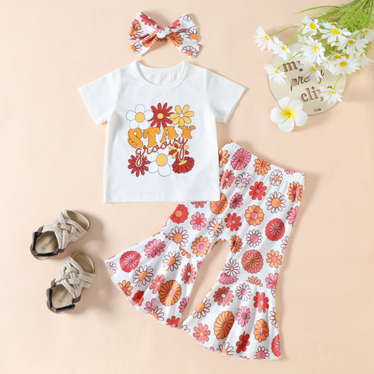 Cute Floral & Letter Print Set