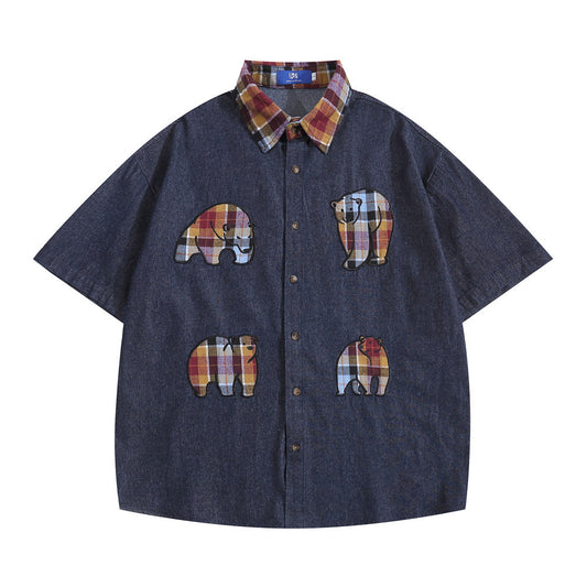 Bear Print Denim Shirt