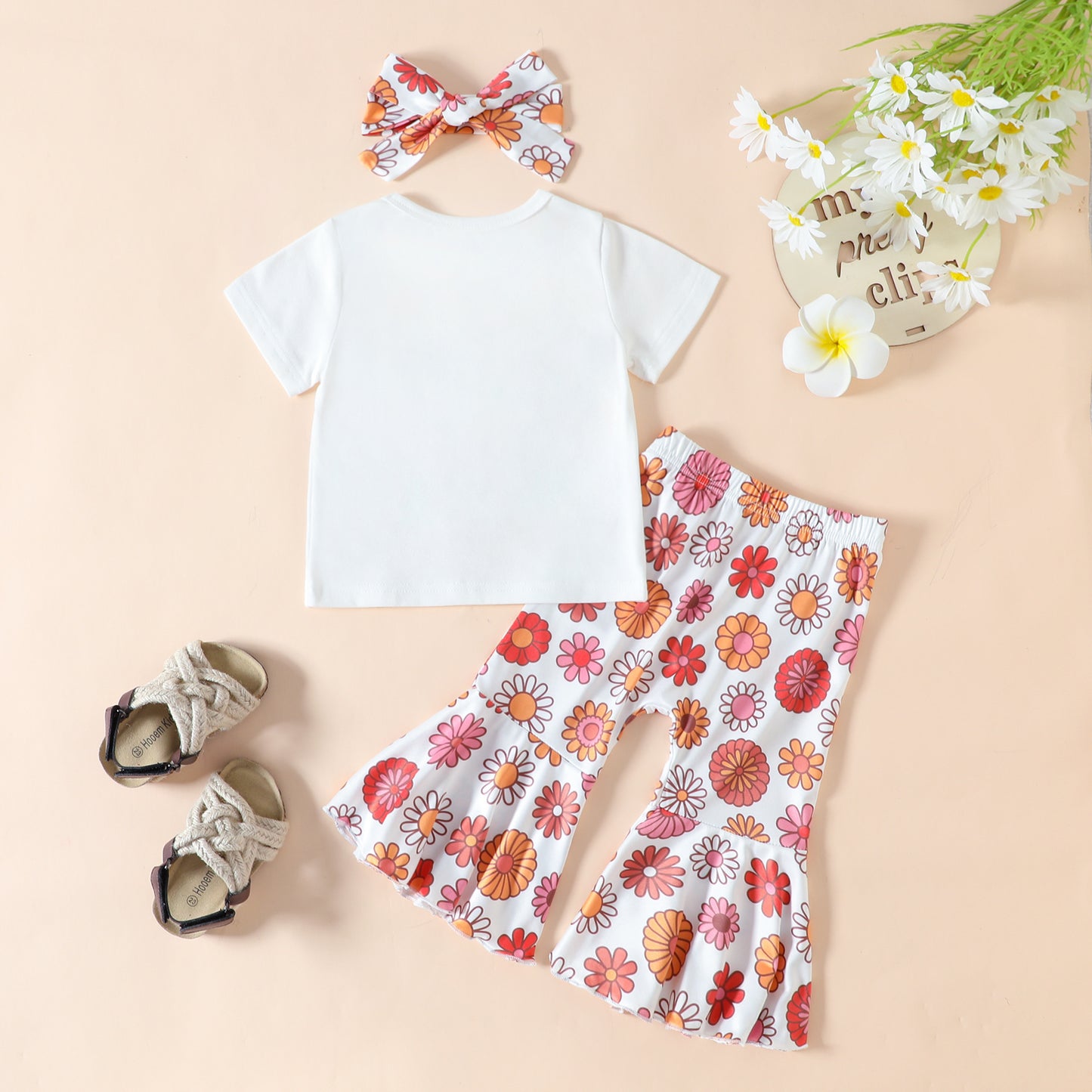 Cute Floral & Letter Print Set