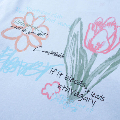 Flower Print Graffiti T-Shirt