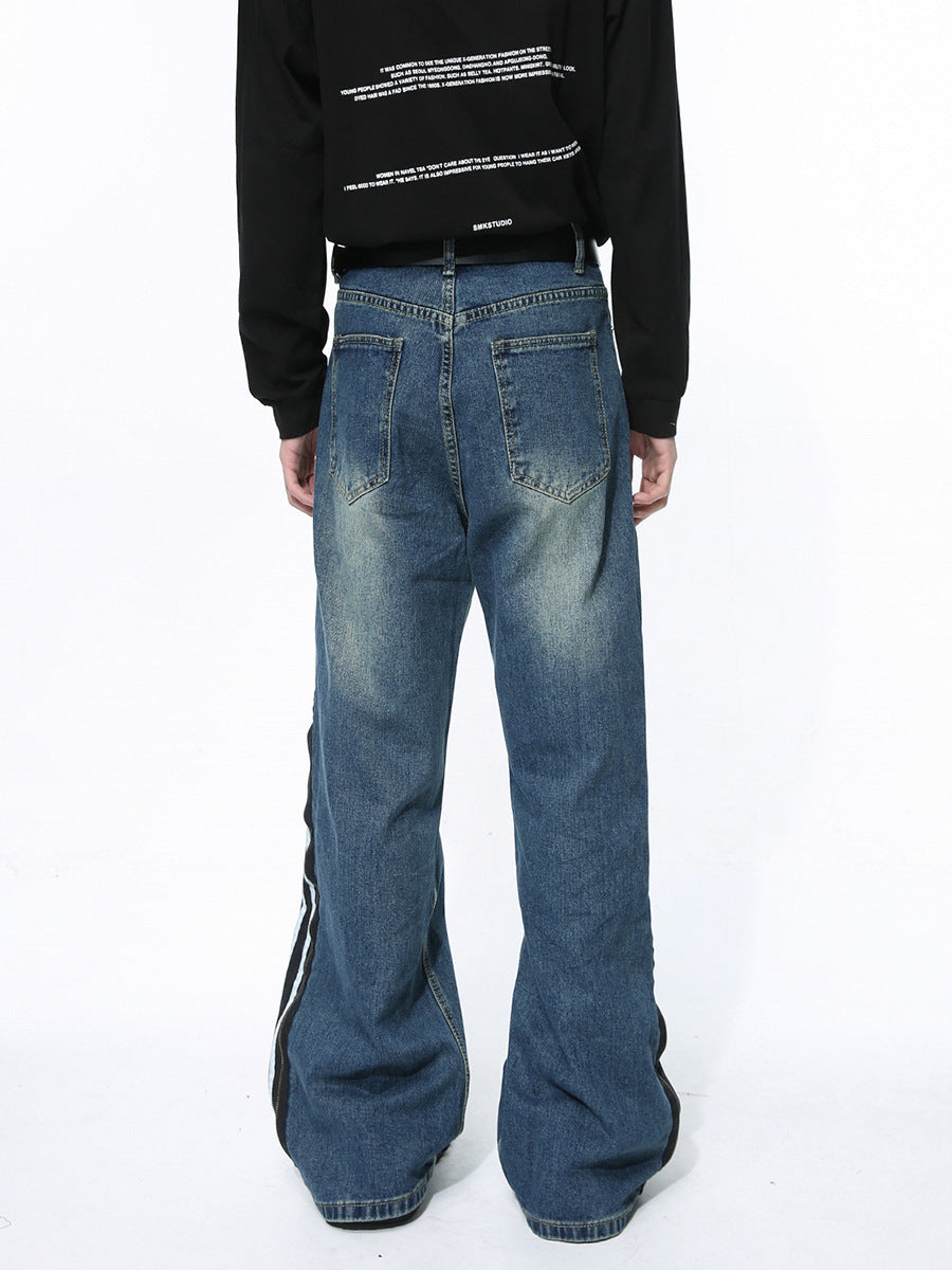 Timeless Patchwork Zipper Denim Pants